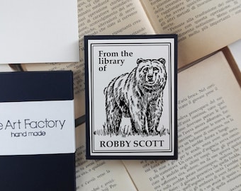 Grizzly Custom Ex Libris Stickers Set -093927, North America Bear Bookplate Stickers, Library Stickers, Book Stickers Set, Book Gift