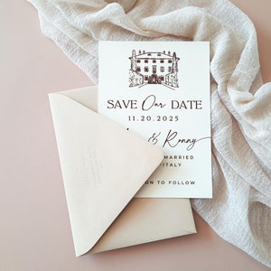 Wedding Venue Save the Date Stamp, Italian Wedding Stamp, Save the Date Stamp, Wedding Stationary  Stamp, Modern Save the date -190128-