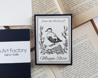 Wild Duck Custom Ex Libris Stickers Set -19898, Duck Bear Bookplate Stickers, Library Stickers, Book Stickers Set, Book Gift