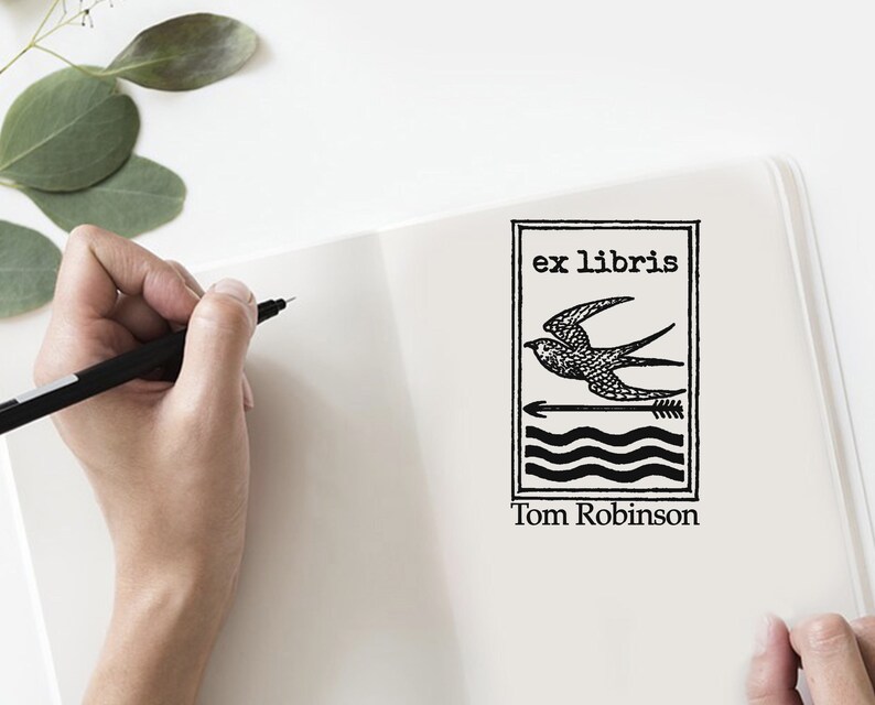 Stempel -2217150318- Book Custom Stamp Timbro Booklovers Gift Idea Library Custom Stamp Bird Custom Ex Libris Custom Rubber Stamp