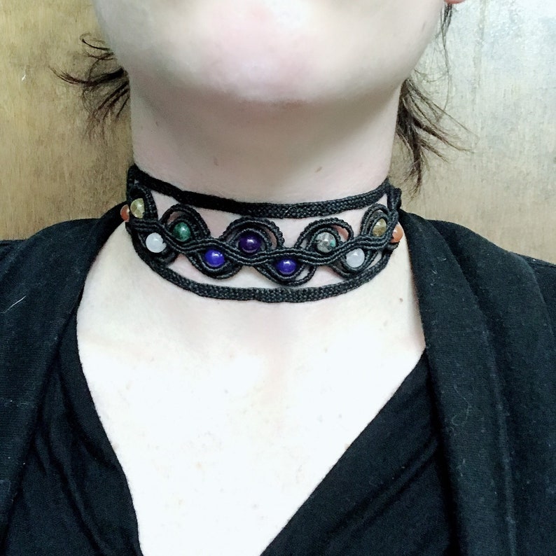 Chakra crystals choker