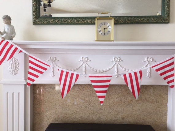 Red /& White Candy Stripes Poly Cotton Bunting Various Sizes