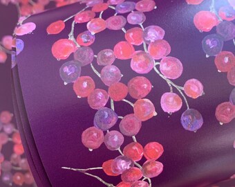 Burgundy redcurrant luxury vintage botanical Christmas wrapping paper, festive red forest fruit gift wrapping