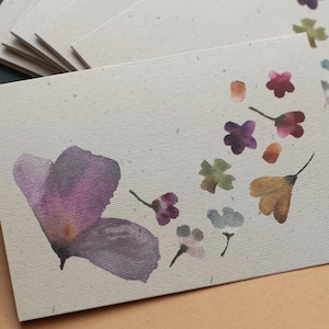 Set of 6 pretty wildflower petal notecards with envelopes