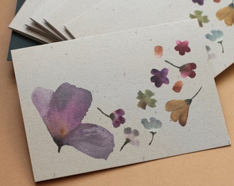 Set of 6 pretty wildflower petal notecards with envelopes