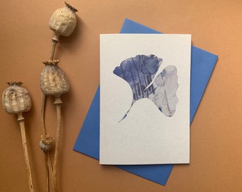 Ginkgo leaf notecard - Batik style - eco friendly notelet