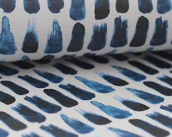 Indigo blue brushstroke print wrapping paper, giftwrap for painters and textile lovers.