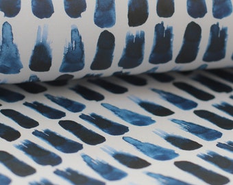 Indigo blue brushstroke print wrapping paper, giftwrap for painters and textile lovers.