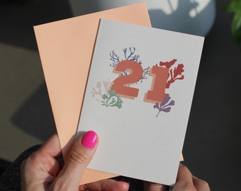 21st Birthday Card, Eco 21st Birthday Card, Beach Birthday Card, 21st Milestone Age Birthday Card