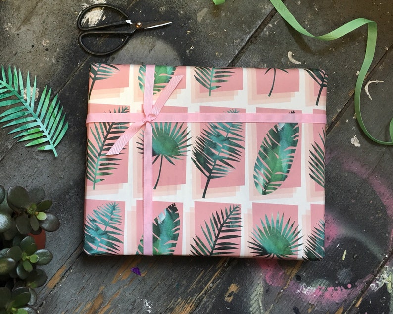 Tropical Palm print wrapping paper set image 2