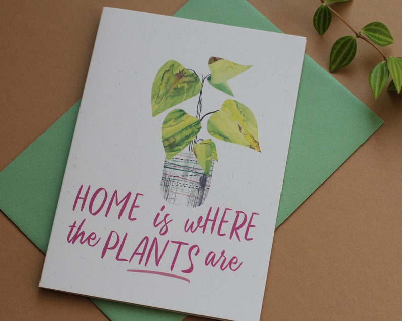 housewarming card for plant lovers, new home card, moving house card, funny houseplant card image 3