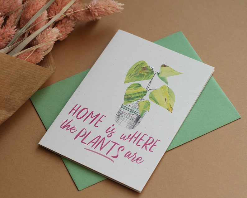 housewarming card for plant lovers, new home card, moving house card, funny houseplant card image 2