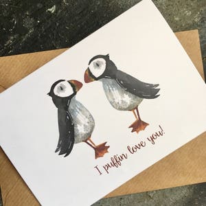 puffin valentine card puffins love blue planet 2 valentines romantic card card for girlfriend card for wife love birds zdjęcie 4