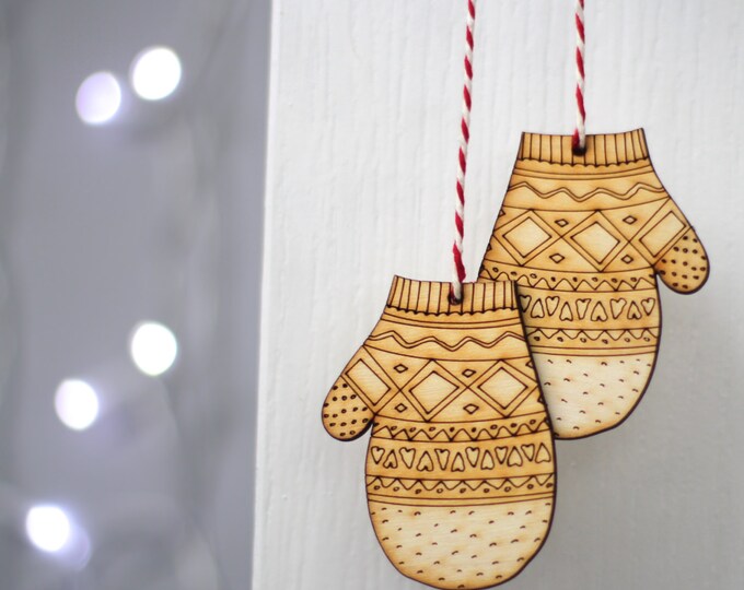 Christmas Mitten Hanging Decorations Fairisle Cosy Holiday Etsy