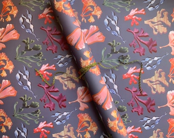 Sea coral wrapping paper, sea botanicals giftwrap for ocean lovers.