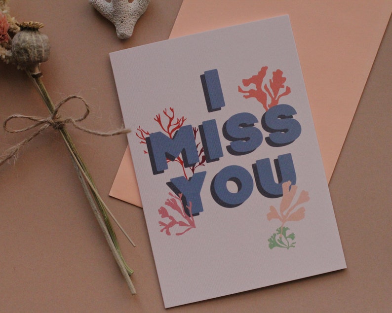 I miss you card, thinking of you, just because card, quarantine card, lockdown letters, missing you, long distance relationship image 6