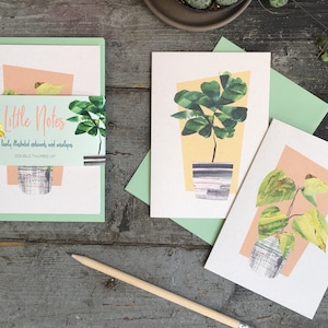 Conjunto de presente para cartões de plantas de casa, um conjunto de 6 cartões de notas para plantas