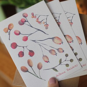 Juego de 6 tarjetas de notas cottagecore con sobres, juego de notelets de otoño, juego de regalos de papelería de bayas botánicas,