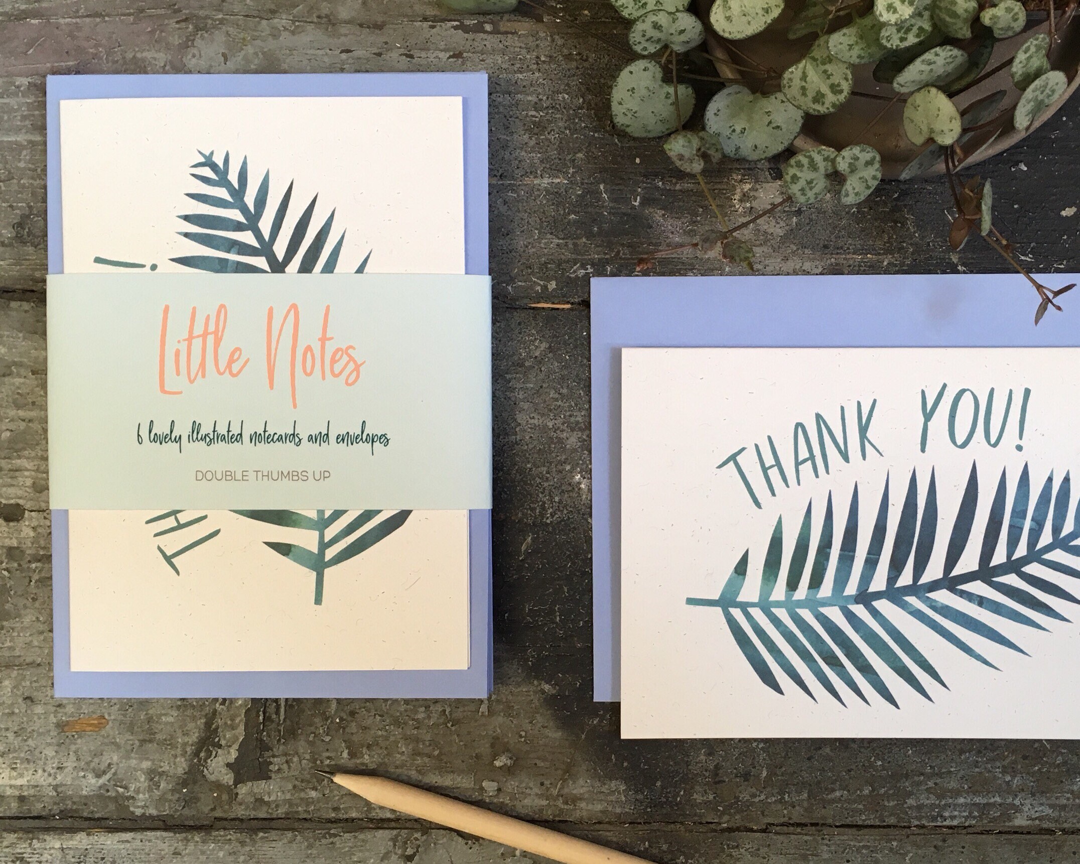 Set of 6 Thank You Cards With Envelopes With Botanical - Etsy