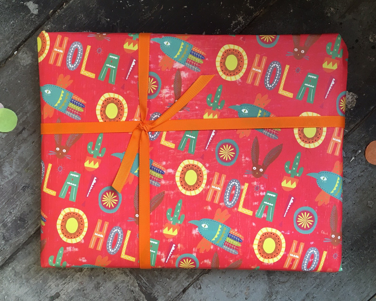 Children's folk art wrapping paper set Etsy