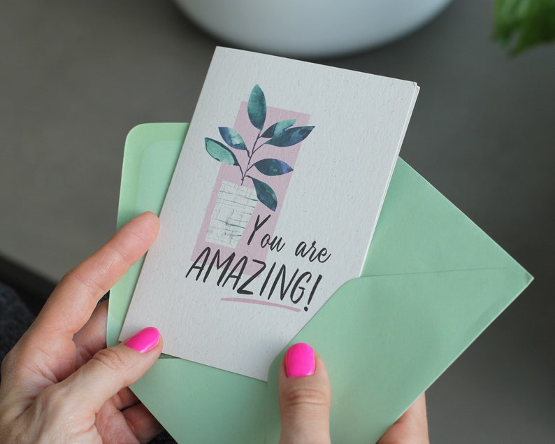 You are Amazing Positive quote card, positive affirmation, congratulations card image 1