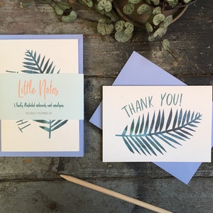 Set von 6 Dankeskarten mit Umschlägen mit botanischer Illustration
