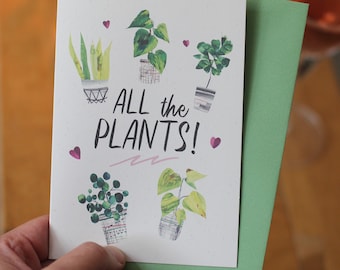 New home card - plant lovers card - gardeners card - house plant - housewarming card - moving card - botanical card - monstera cheese plant
