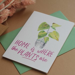 housewarming card for plant lovers, new home card, moving house card, funny houseplant card image 1