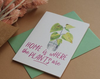 housewarming card for plant lovers, new home card, moving house card, funny houseplant card