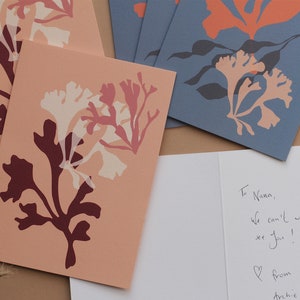 6er Set Seekoralle Notizkarten mit Umschlägen, NotizzettelSet, Matisse Cutouts, Briefpapier Geschenkset, Briefpapier Karten