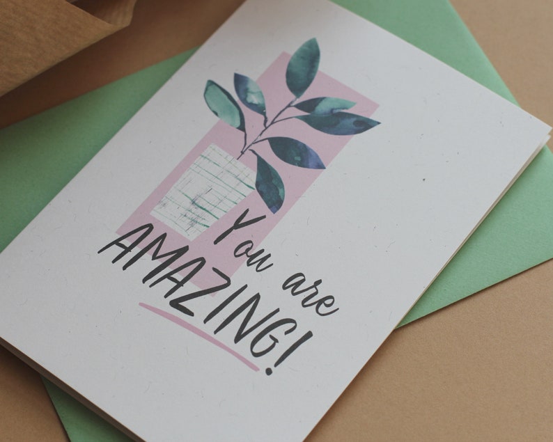 You are Amazing Positive quote card, positive affirmation, congratulations card image 2