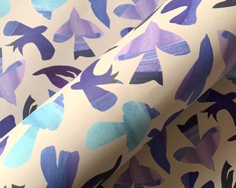 Peaceful purple dove gift wrap set, luxury matte bird Christmas wrapping paper, bird of peace recyclable gift wrapping