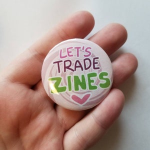 let's trade zines button