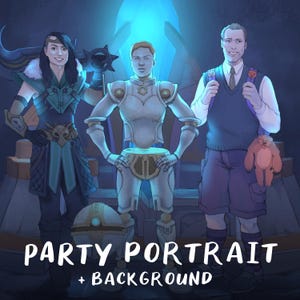DnD Party portrait with custom background. | DnD Character portrait, DnD party art, DnD party commission, Dungeons and Dragons commission