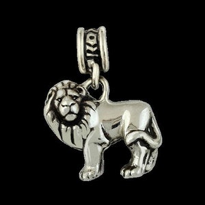 Small African Lion Charm in Sterling Silver or Gold, with jump ring and bale options
