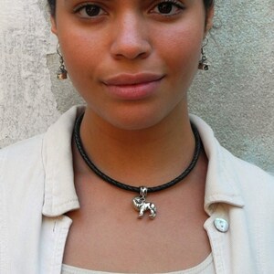 5 mm Braided Leather (Charm) Necklace in White, Natural, Dark Brown or Black with sterling silver extender chain