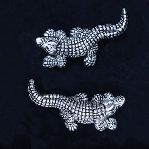 Set of Crocodile Stud Earrings in Sterling Silver or Gold
