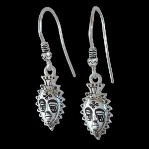 African Mask Earrings in Sterling Silver or Gold