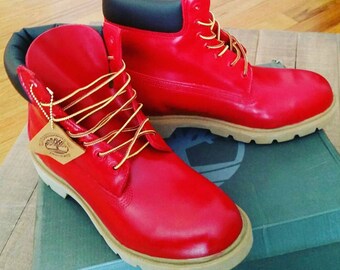 15% OFF SALE All Red Custom Dyed Timberland Boots Suede | Etsy