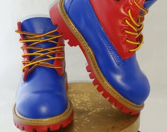 red blue and yellow timberlands