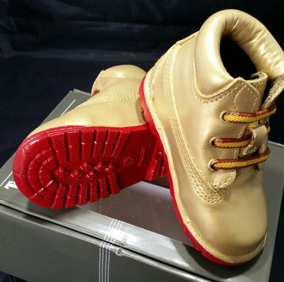 red and gold timberland boots