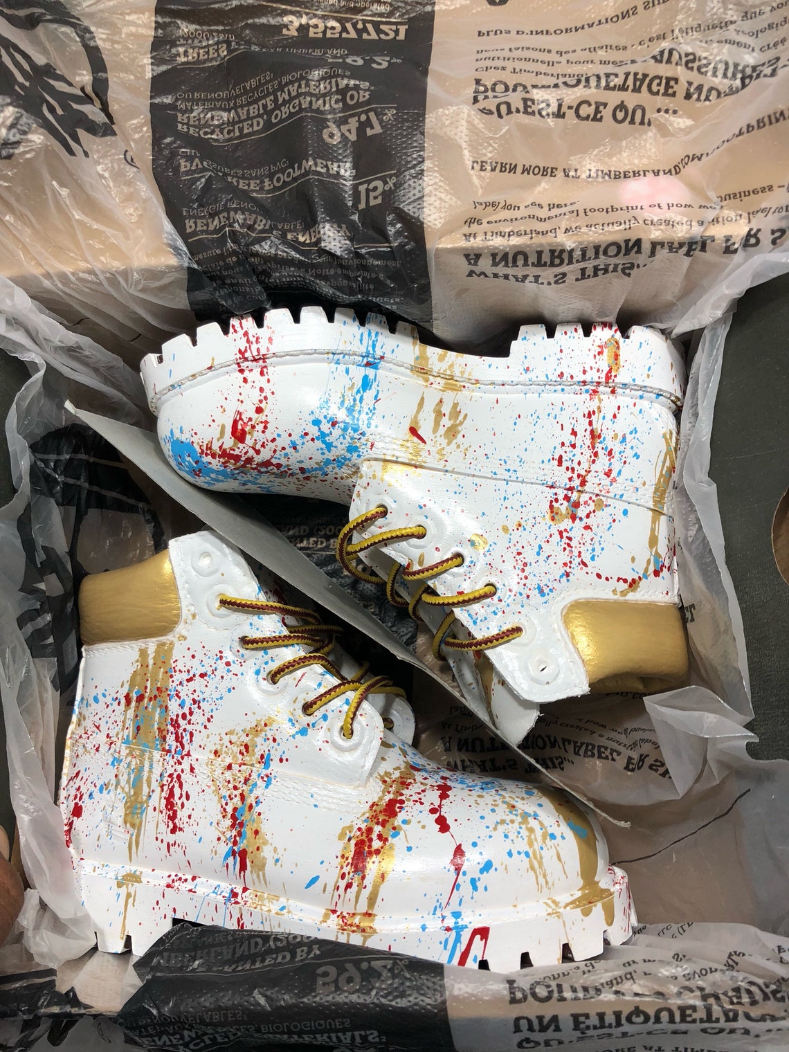 white and rose gold timberlands