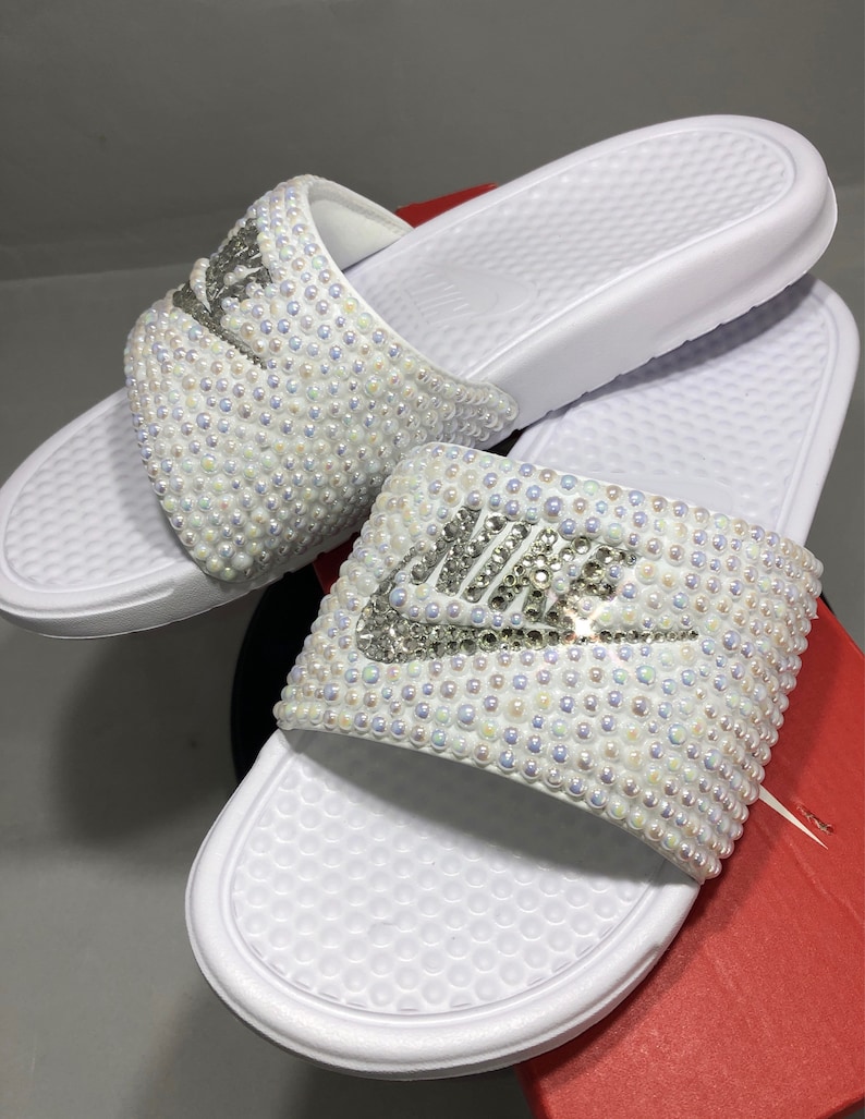 crystal nike slides