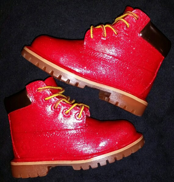 all red timberland boots