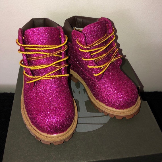 pink glitter timberland boots
