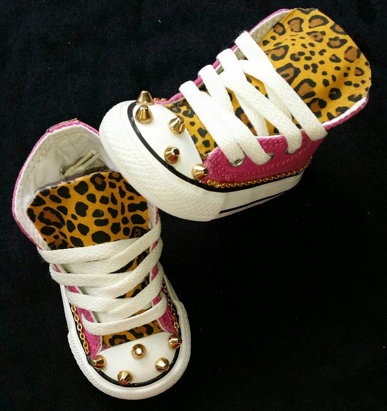 Girls Custom Converse Kids Converse Bling Converse Cheetah Etsy