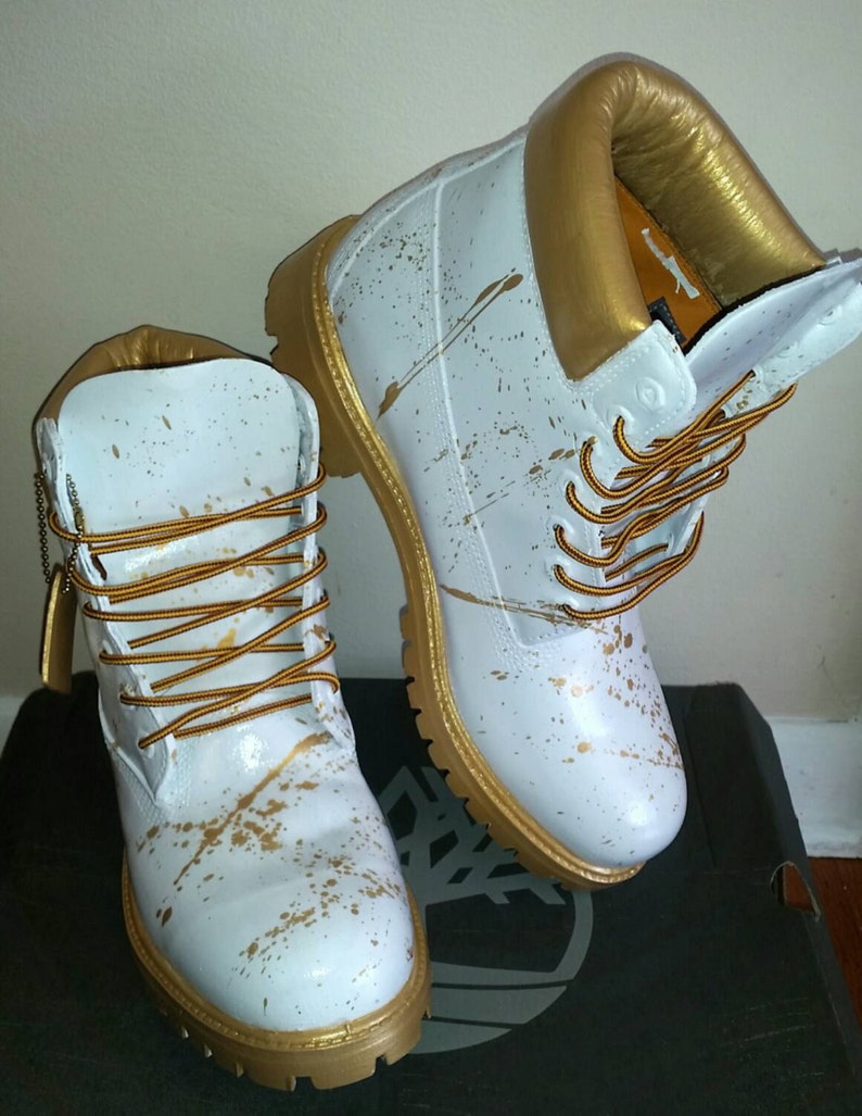 white and rose gold timberlands