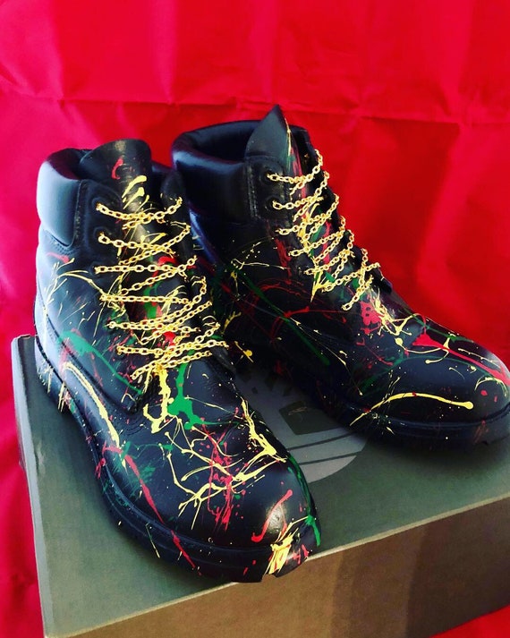 custom black timberlands