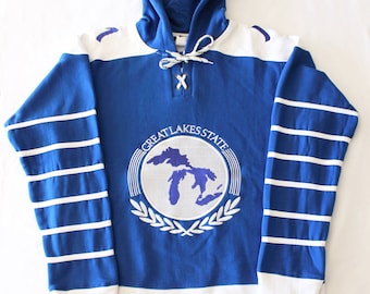 Michigan Hockey Sweater - Throwback Great Lakes State Lace-Up Sweatshirt