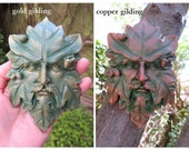 outdoor green man leaf man plaque, green man of the woods, pagan, Green Man, green man leaf face, tree spirit, man of the forest,